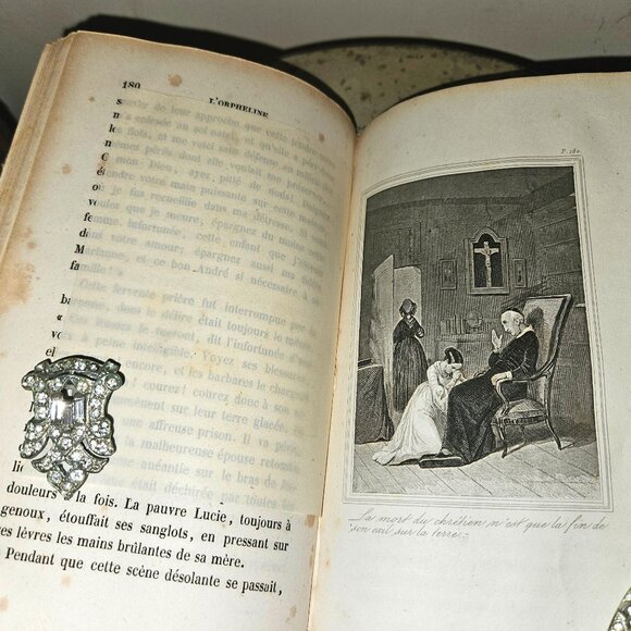 Antique 1851 French Gilded Cartonnage Book Decorative Gilt Romantic Cardboard - Picture 10 of 10